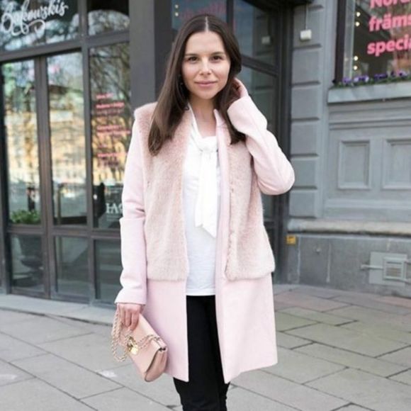 RARE ZARA Pink Wool Combination Faux FurJacket XS - Picture 7 of 13